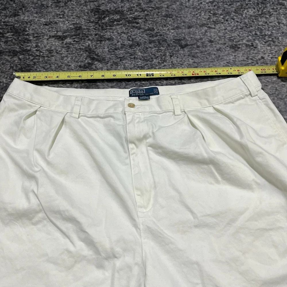 Vintage Polo‎ Ralph Lauren Tyler Shorts Mens 42 White  Big Chino Plated Classic
